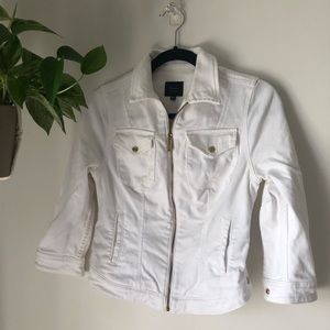 MARCIANO - White Jean Jacket with Gold Zipper